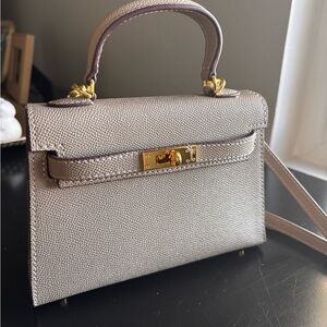 Top Grain Leather Inspired Mini Kelli 19 Handbag